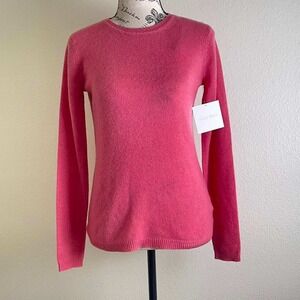 Ellen Tracy Womens 100% Cashmere Crewneck Sweater Pink XS Long Sleeve Pullover